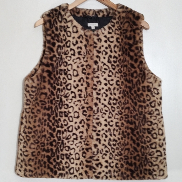 Talbots Jackets & Blazers - Talbots Leopard Print Faux Fur Vest